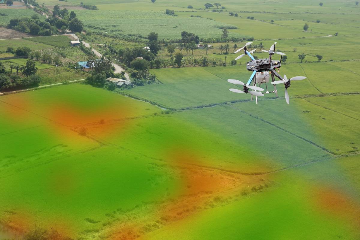 cursos de agricultura de precisão (imagem que mostra uma mapeamento de lavoura com drone)