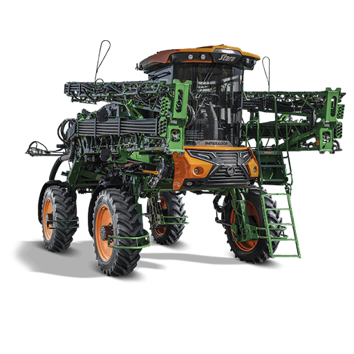 Máquina agrícola verde e laranja