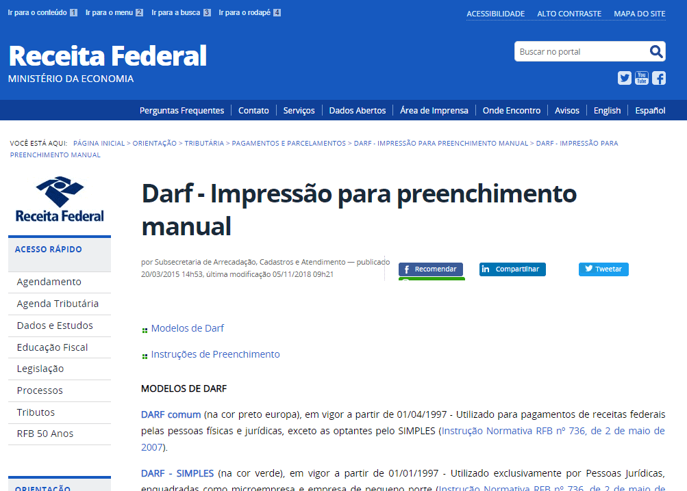 imposto de renda atrasado - demonstrativo da tela da Receita Federal no Darf - impressão para preenchimento manual