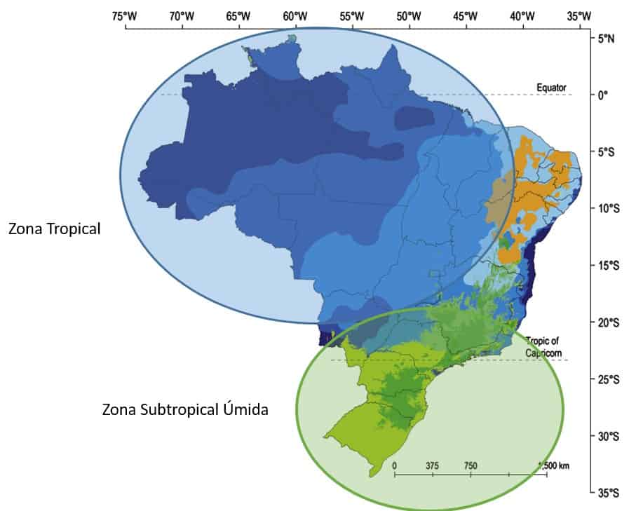 Imagem mostra climas do Brasil
