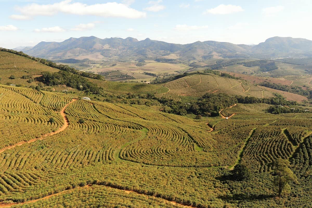Imagem mostra terraços em propriedade rural no Brasil