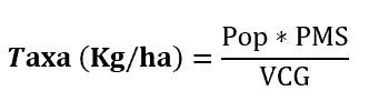 Fórmula: taxa (kg/ha) = pop * PMS sobre VCG