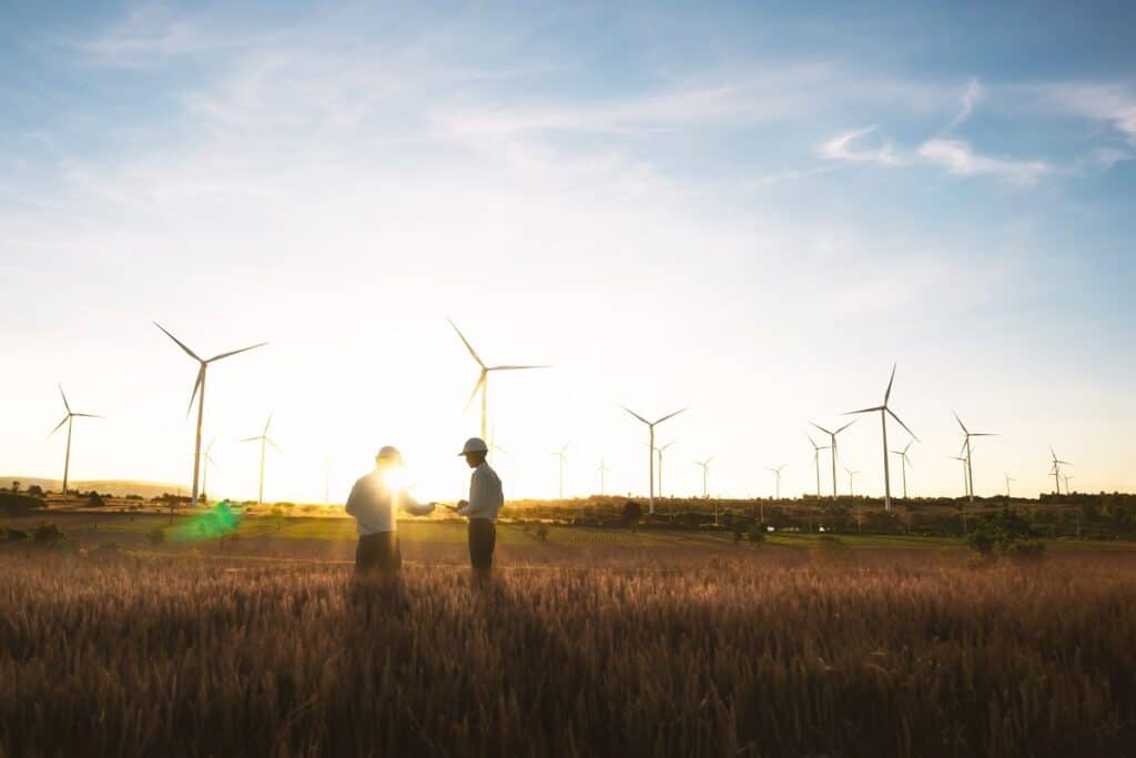 representação de sustentabilidade no campo através de energia eólica