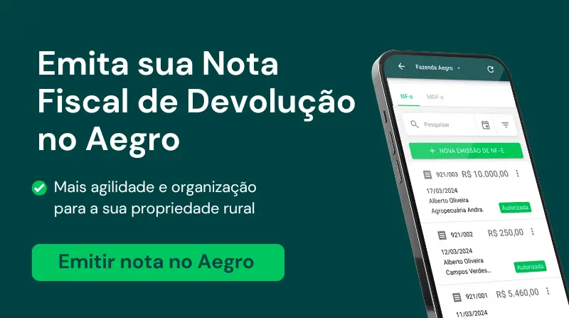 Banner oferecendo a nota fiscal de devolução gratuita do Aegro