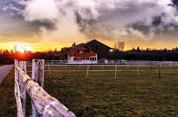 Propriedade rural mostrando o céu e a lavoura